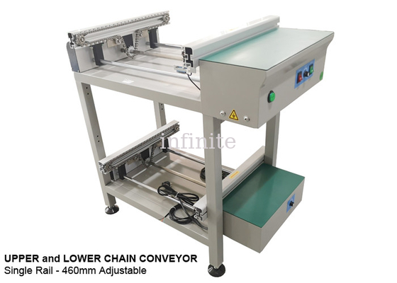 convoyeur à chaînes de carte PCB de 460mm, conseil supérieur d'empileur de panneau de carte PCB et CE inférieur de conseil